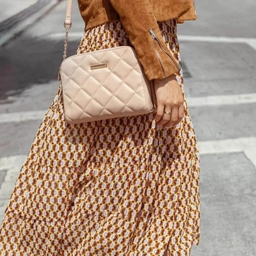 Aldo Crossbody bag gold chain, Beige Color